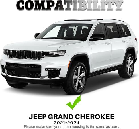 ضوء علامة جانبية للحاجز الأمامي من KeeForthewin متوافق مع سيارة جيب جراند شيروكي 2021-2024 مع وظائف عدسة سوداء دخانية LED كأجزاء إشارة الانعطاف التسلسلية للقيادة وملحقات OEM in Kuwait