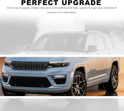 ضوء علامة جانبية للحاجز الأمامي من KeeForthewin متوافق مع سيارة جيب جراند شيروكي 2021-2024 مع وظائف عدسة سوداء دخانية LED كأجزاء إشارة الانعطاف التسلسلية للقيادة وملحقات OEM in Kuwait