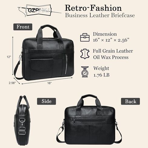 Genuine Leather Business Travel Briefcase，15.6 inches Laptop Messenger Bag for Men and Women，Office、College Briefcase in Saudi Arabia