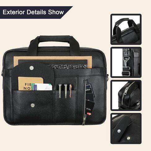 Genuine Leather Business Travel Briefcase，15.6 inches Laptop Messenger Bag for Men and Women，Office、College Briefcase in Saudi Arabia