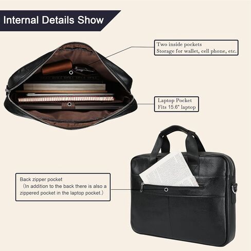Genuine Leather Business Travel Briefcase，15.6 inches Laptop Messenger Bag for Men and Women，Office、College Briefcase in Saudi Arabia