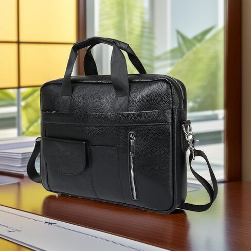 Genuine Leather Business Travel Briefcase，15.6 inches Laptop Messenger Bag for Men and Women，Office、College Briefcase in Saudi Arabia