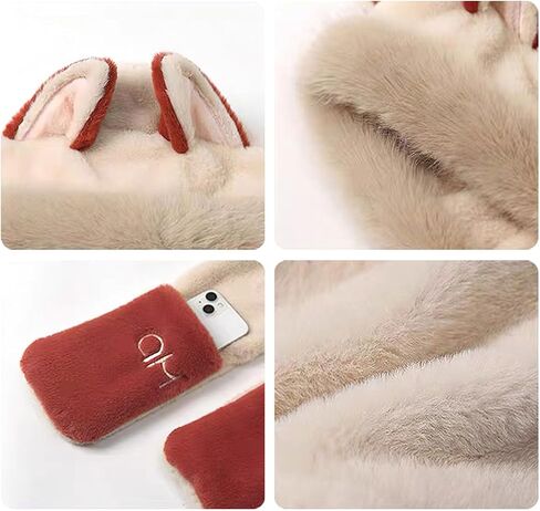 Anopo Hooded Scarf for Women Winter Warm Faux Fur Scarf Hat Gloves Combo with Cute Fox Ear in Saudi Arabia