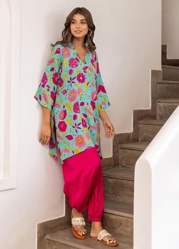 SEA GREEN HAND EMBROIDERED PEPPY FLORAL CO-ORD SET, L in Saudi Arabia