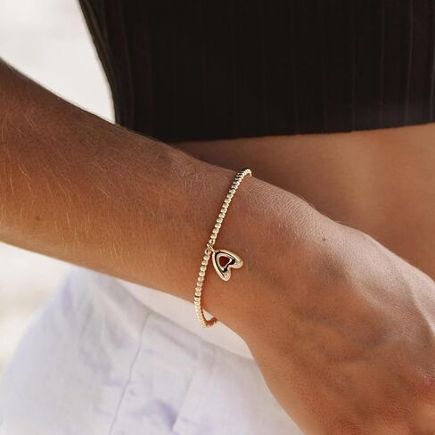 CONRAN KREMIX Gold Initial Bracelets For Women Girls Bubble Balloon Letter Charm Stretch Beaded Bracelet Womens Gift in Saudi Arabia