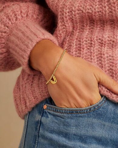 CONRAN KREMIX Gold Initial Bracelets For Women Girls Bubble Balloon Letter Charm Stretch Beaded Bracelet Womens Gift in Saudi Arabia