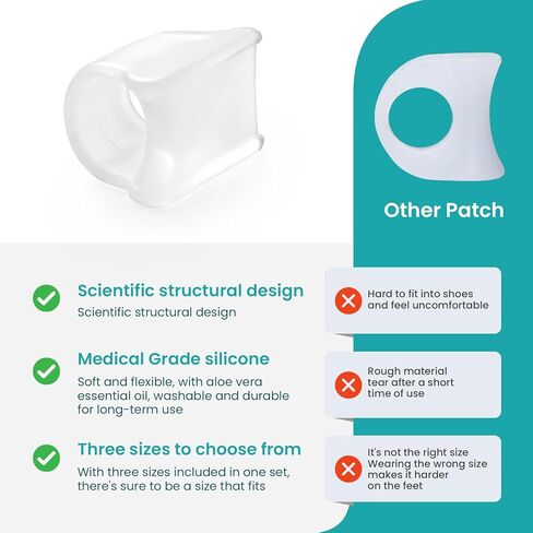 مصحح إصبع القدم المطرقة للنساء - 8 عبوات من جبائر أصابع القدم - أدوات فرد هلامية ناعمة لأصابع القدم - إعادة تنظيم الانحناء، والتجعيد، والملتوية، والمخالب، وأصابع القدم المطرقة - مصحح أصابع القدم للرجال، 3 أحجام مختلفة (شفاف) in Kuwait