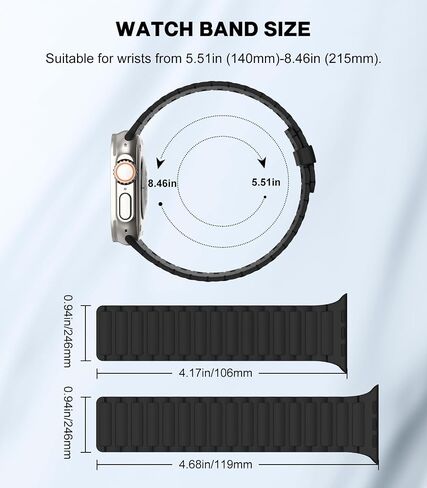 Magnetic Watchband Compatible with Apple Watch Ultra/Ultra2 49mm/Series 9/8/7/6/5/4/3/2/1/SE 42/44/45mm,Soft Silicone Strap Strong Magnet Link Solo Loop Adjustable Replacement Wristband, Black in Saudi Arabia