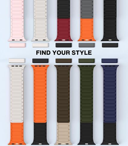 Magnetic Watchband Compatible with Apple Watch Ultra/Ultra2 49mm/Series 9/8/7/6/5/4/3/2/1/SE 42/44/45mm,Soft Silicone Strap Strong Magnet Link Solo Loop Adjustable Replacement Wristband, Black in Saudi Arabia