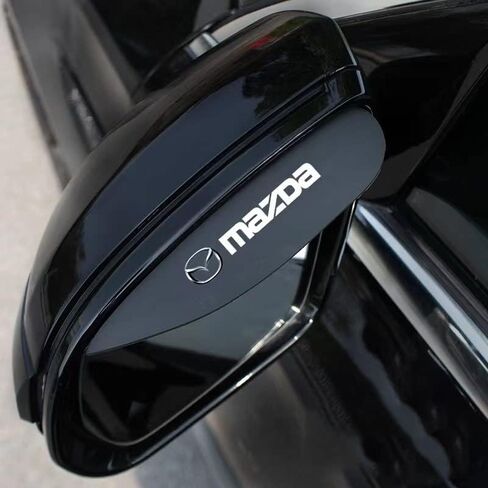 MEGRE Car Rear View Mirror Sticker Rain Eyebrow 2 Pcs Car Rain Visor 6.5"X2.2"Silver Flexible Mirror Cover Rubber Carbon Fiber Rear View Mirror Visor Guard for Most Car Truck SUV and Mazda in Saudi Arabia