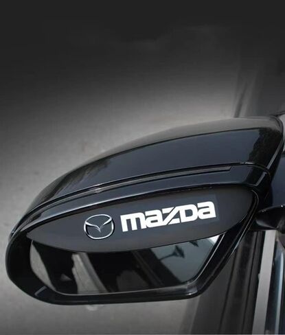 MEGRE Car Rear View Mirror Sticker Rain Eyebrow 2 Pcs Car Rain Visor 6.5"X2.2"Silver Flexible Mirror Cover Rubber Carbon Fiber Rear View Mirror Visor Guard for Most Car Truck SUV and Mazda in Saudi Arabia