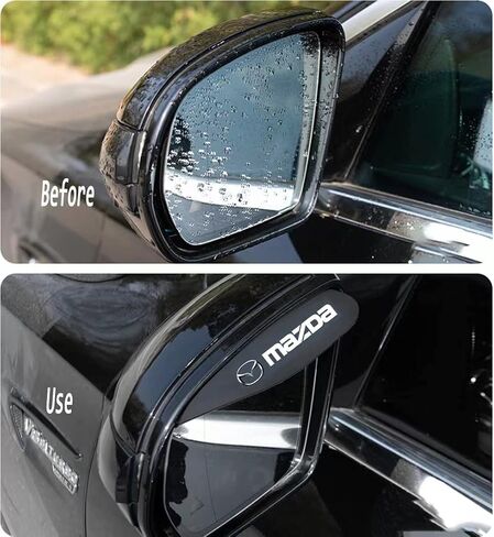 MEGRE Car Rear View Mirror Sticker Rain Eyebrow 2 Pcs Car Rain Visor 6.5"X2.2"Silver Flexible Mirror Cover Rubber Carbon Fiber Rear View Mirror Visor Guard for Most Car Truck SUV and Mazda in Saudi Arabia