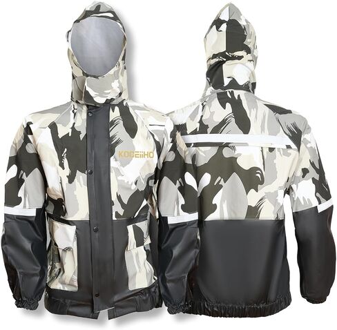 Rain Suit for Men Women, Waterproof Breathable Raincoat, Hooded Lightweight Reflective Rain Jacket with Pants Gear in Saudi Arabia