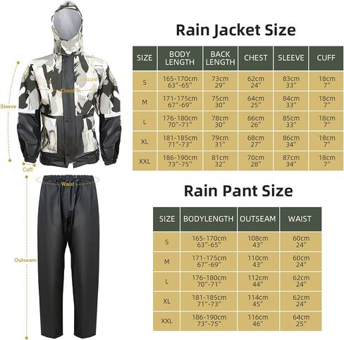Rain Suit for Men Women, Waterproof Breathable Raincoat, Hooded Lightweight Reflective Rain Jacket with Pants Gear in Saudi Arabia