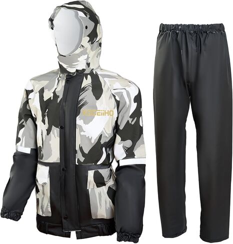 Rain Suit for Men Women, Waterproof Breathable Raincoat, Hooded Lightweight Reflective Rain Jacket with Pants Gear in Saudi Arabia