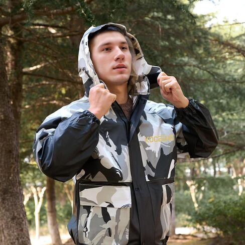 Rain Suit for Men Women, Waterproof Breathable Raincoat, Hooded Lightweight Reflective Rain Jacket with Pants Gear in Saudi Arabia