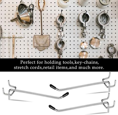 50 قطعة من خطافات PegBoard المعدنية مقاس 6 بوصة مع أطراف مطاطية، وخطاطيف لوح ربط شديدة التحمل للتعليق، وخطاطيف جدار ربط تناسب لوحة Pegboard مقاس 1/8 بوصة، ومجموعة خطافات العرض لأدوات المرآب وتخزين المتجر in Saudi Arabia