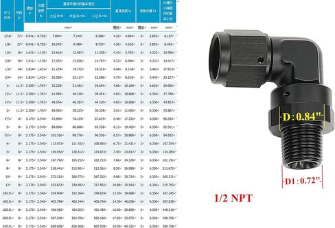 AC PERFORMANCE Black Aluminum 90 degree -6 AN AN6 Female To 1/4" NPT Male Swivel Adapter Fitting in Saudi Arabia