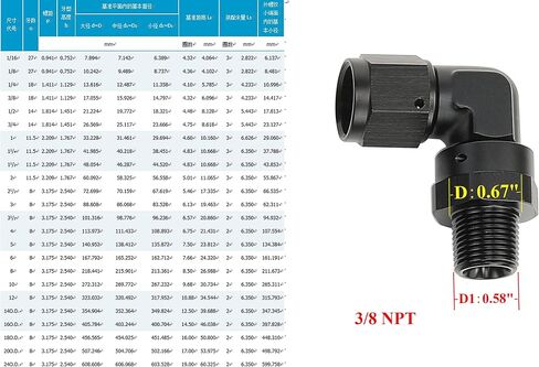 AC PERFORMANCE Black Aluminum 90 degree -6 AN AN6 Female To 1/4" NPT Male Swivel Adapter Fitting in Saudi Arabia