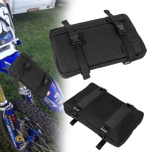 MOTO4U Front Fender Tool Bag,Motorcycle Tool Bag for Dirt Bike,Unviersal Motorcycle Fork Bag and Motorcycle Handlebar Bag with snaps,Sturdy MX Front Fender Tool Bag Easy to Install（Black） in Saudi Arabia