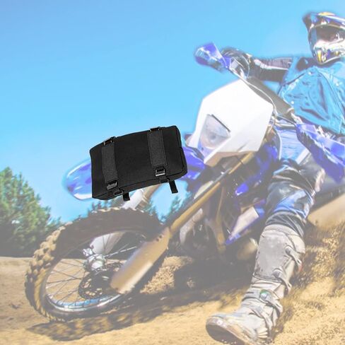 MOTO4U Front Fender Tool Bag,Motorcycle Tool Bag for Dirt Bike,Unviersal Motorcycle Fork Bag and Motorcycle Handlebar Bag with snaps,Sturdy MX Front Fender Tool Bag Easy to Install（Black） in Saudi Arabia