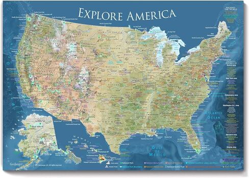 National Parks Poster Map with all 600 NPS sites and USA Travel Destinations - Travel Map Wall Posters - National park checklist map (24W x 16H inches) in Saudi Arabia