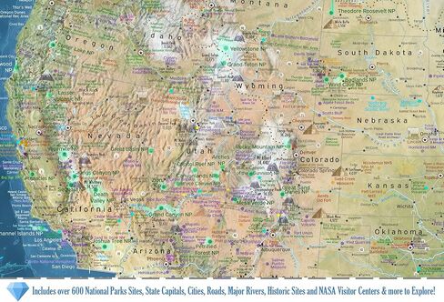 National Parks Poster Map with all 600 NPS sites and USA Travel Destinations - Travel Map Wall Posters - National park checklist map (24W x 16H inches) in Saudi Arabia