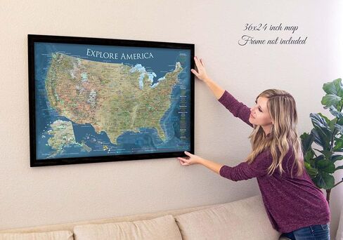 National Parks Poster Map with all 600 NPS sites and USA Travel Destinations - Travel Map Wall Posters - National park checklist map (24W x 16H inches) in Saudi Arabia