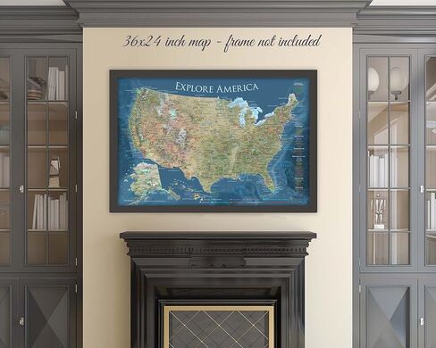 National Parks Poster Map with all 600 NPS sites and USA Travel Destinations - Travel Map Wall Posters - National park checklist map (24W x 16H inches) in Saudi Arabia