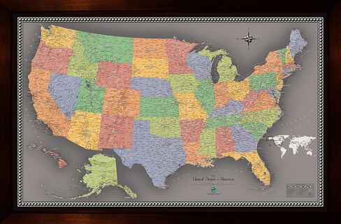 Homemagnetics 37 x 25 Modern USA Magnetic Map in Saudi Arabia