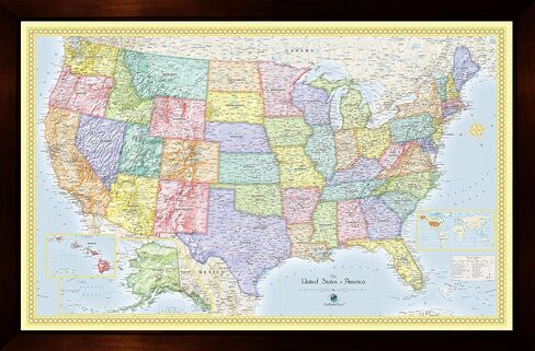 Homemagnetics 37 x 25 Modern USA Magnetic Map in Saudi Arabia