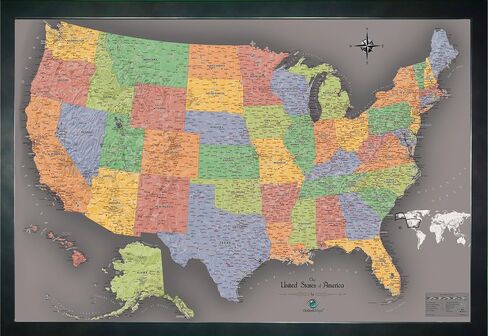 Homemagnetics 37 x 25 Modern USA Magnetic Map in Saudi Arabia