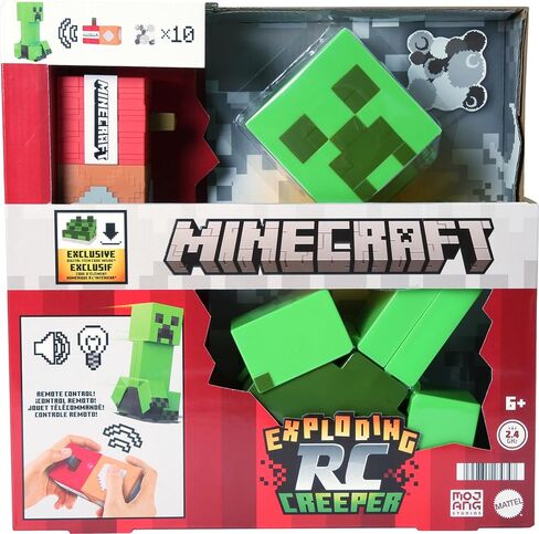 Mattel Minecraft Exploding RC Creeper مع أضواء وأصوات و10 جزيئات انفجارية وحركة أصلية للعبة ورمز DLC in Saudi Arabia