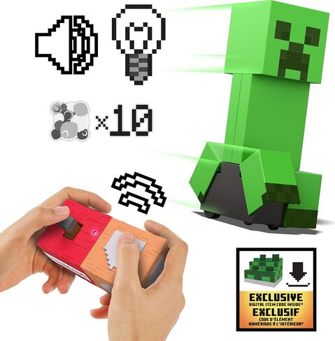 Mattel Minecraft Exploding RC Creeper مع أضواء وأصوات و10 جزيئات انفجارية وحركة أصلية للعبة ورمز DLC in Saudi Arabia
