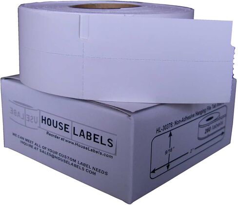 Houselabels 9/16 × 2 بوصة متوافقة مع Dymo 30376 إدراج علامة التبويب ملف معلق، لفة واحدة، 260 إدراج لكل لفة، أبيض in Kuwait