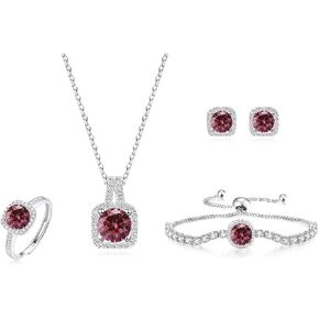 4 Pcs Cubic Zirconia Bridal Wedding Jewelry Sets for Bride Bridesmaids CZ Pendant Necklace Stud Earrings Tennis Bracelet Open Ring Set for Women in Saudi Arabia