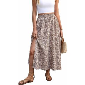 Women's Boho Floral Print Maxi Skirt High Waisted with Side Slit Casual Fashionable A Line Long Skirts in Saudi Arabia