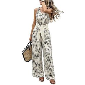 One Piece Jumpsuist for Women Wide Leg Jumpsuits Boho Abstract Print Sleeveless Rompers Vacation Outfits in Saudi Arabia