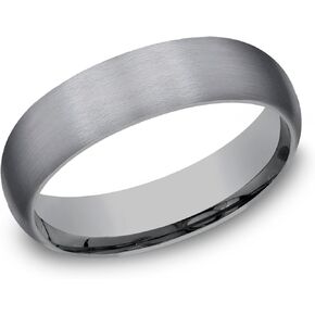 Reeds Grey Tantalum Satin Finish Domed Comfort Fit Wedding Band 6mm in Saudi Arabia