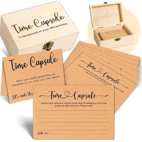 Time Capsule Box 1st Birthday, Baby Time Capsule Kit with 50 Cards, Party Games & Guest Activities, Baby Shower Decor Storage Box, Memorial Blessing Quotes Keepsake Gift in Saudi Arabia