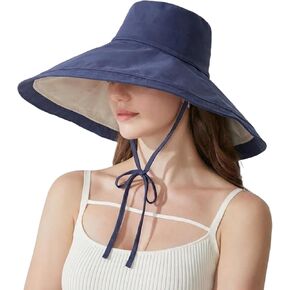Women Summer Sun Hat Wide Brim UV Protection Foldable Reversible Double-Sided Outdoor Beach Bucket Hat UPF 80+ in Saudi Arabia
