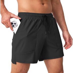 Surenow Men's Running Athletic Shorts Quick Dry Workout Gym Short Drawstring Waist Active Shorts with Pocket and Towel Loop in Saudi Arabia
