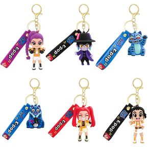 Demon Movie Hunters Keychain Set of 6, Cartoon Collectable Cute Mini Doll Figure Merch for Fans Bag Charm & Toys Gift (Kp6) in Saudi Arabia