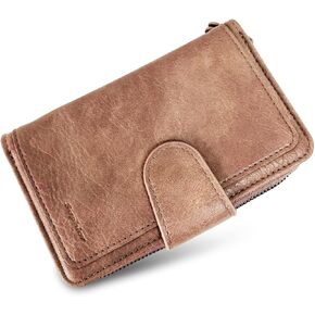 EMOO Vintage Wallet for Women, Black Compact Faux Leather Wallet with Card Slots and Zipper Pocket in Saudi Arabia