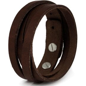 Genuine Italian Leather Bracelet for Men, Adjustable Double-Wrap Wristband, Vegetable-Tanned Leather, Brass Closure, Handmade in Germany, Gift for Him in Saudi Arabia