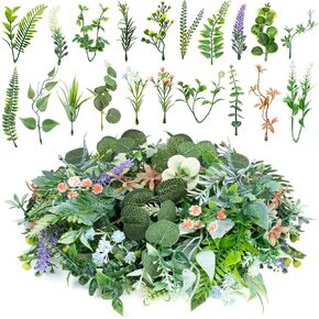 40Pcs Mini Fake Green Leaves Artificial Plants Flowers Garland Hanging for DIY Small Bouquets Baby Shower Wedding Home Party Decoration in Saudi Arabia