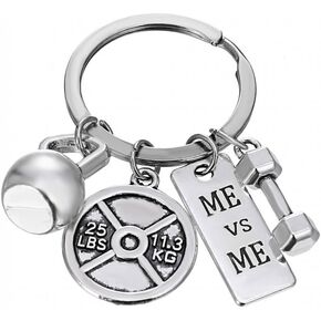 RINHOO Stainless Steel Fitness Gym Charm Keychains Quotes Weight Plate Dumbbell Kettlebell CharmsKeyring in Saudi Arabia