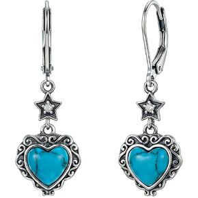 Natural Turquoise Earrings for Women 925 Sterling Silver Western Boho Style Turquoise and Genuine Diamond Dangle Earrings Gift for Birthday Mother's Day Christmas in Saudi Arabia