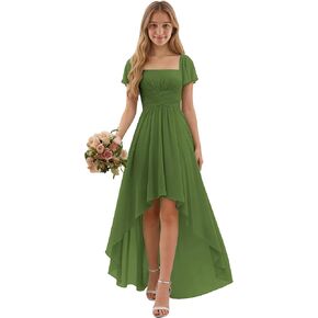 Junior Bridesmaid Dress Short Sleeves Chiffon Flower Girl Dress for Wedding Party Girls Formal Pageant Gown in Saudi Arabia