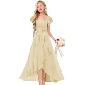 Junior Bridesmaid Dresses Short Sleeve Chiffon Flower Girl Dresses for Wedding Guest Formal Dress 2-16 Years in Saudi Arabia